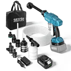 SEESII Cordless Washer Battery Powered, 1500 PSI High Pressure Portable Cordless Car Washer,one 4000mAh Batteries Portable Power Washer with 6-in-1 Nozzle & Foam Cannon for Car Home Garden Patio Fence Cleaning tiktokshopspringglowup