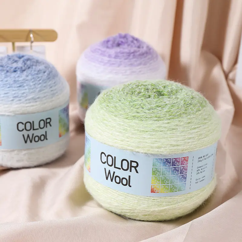 1PC Long Gradient Plush Yarn Blanket Scarf Wrap Shawl Bouquet 7-Star Design Variegated Yarn Crochet Projects Premium Yarn Diy Knitting Supplies
