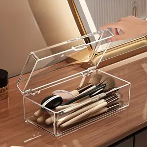 1Piece A transparent makeup organizer featuring a dust-proof, lightweight design—perfect for lipsticks, eyeshadows, brushes, and sponges.