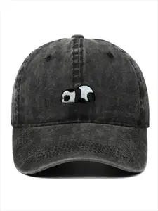 Cute Panda 3D Embroidery Baseball Hat, Animal Hats, Unisex Fitted Sun Protection Premium Quality Cap, Casual Street Style, Ideal for Travel & Outdoor Activities
