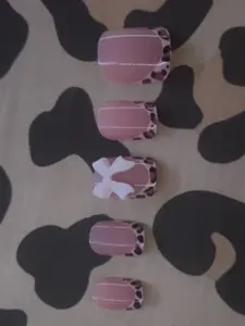 Pink Bow Cheetah Nails