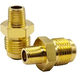 2PCS Brass Flare Tube Fitting 3/8" Flare to 1/8" NPT Male Coupling Propane Gas Fitting Connector
