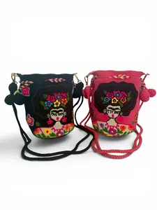 Mini Frida Kahlo Wayuu Bucket Bag with Removable Strap, Inner Lining & Pocket | Handmade Luxury Bag 7”