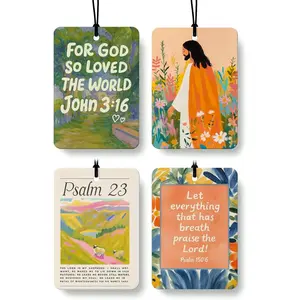 Christian Cologne  Air Freshener 4 count, Colorful Floral Religious Hanging Air Freshener for  Bathroom Dorm Books Decor,  Christian Accessories Gifts for Women Men