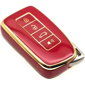 Key Fob Cover Compatible with Lexus RX ES GS LS NX RS GX LX RC LC is Smart 4 Buttons TPU Remote Keyless Key Fob Case Protection Shell Accessories, Red