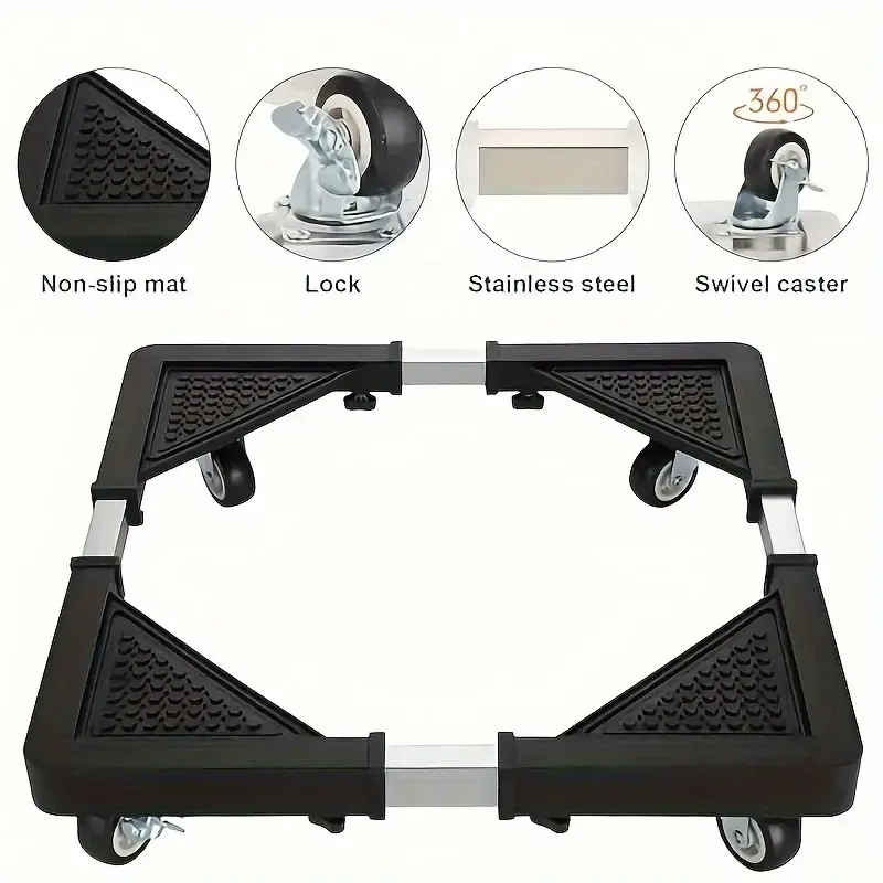 Adjustable Quiet Operation Home Mobile Washing Machine Base Stand - Versatile Use, Easy to Move for Couch Movement Stainless Swivel