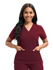 Womens Work Uniform V Neck Scrub Set Jogger Pants Hospital Pet Clinic Beauty Salon Outfit Breathable Fabric