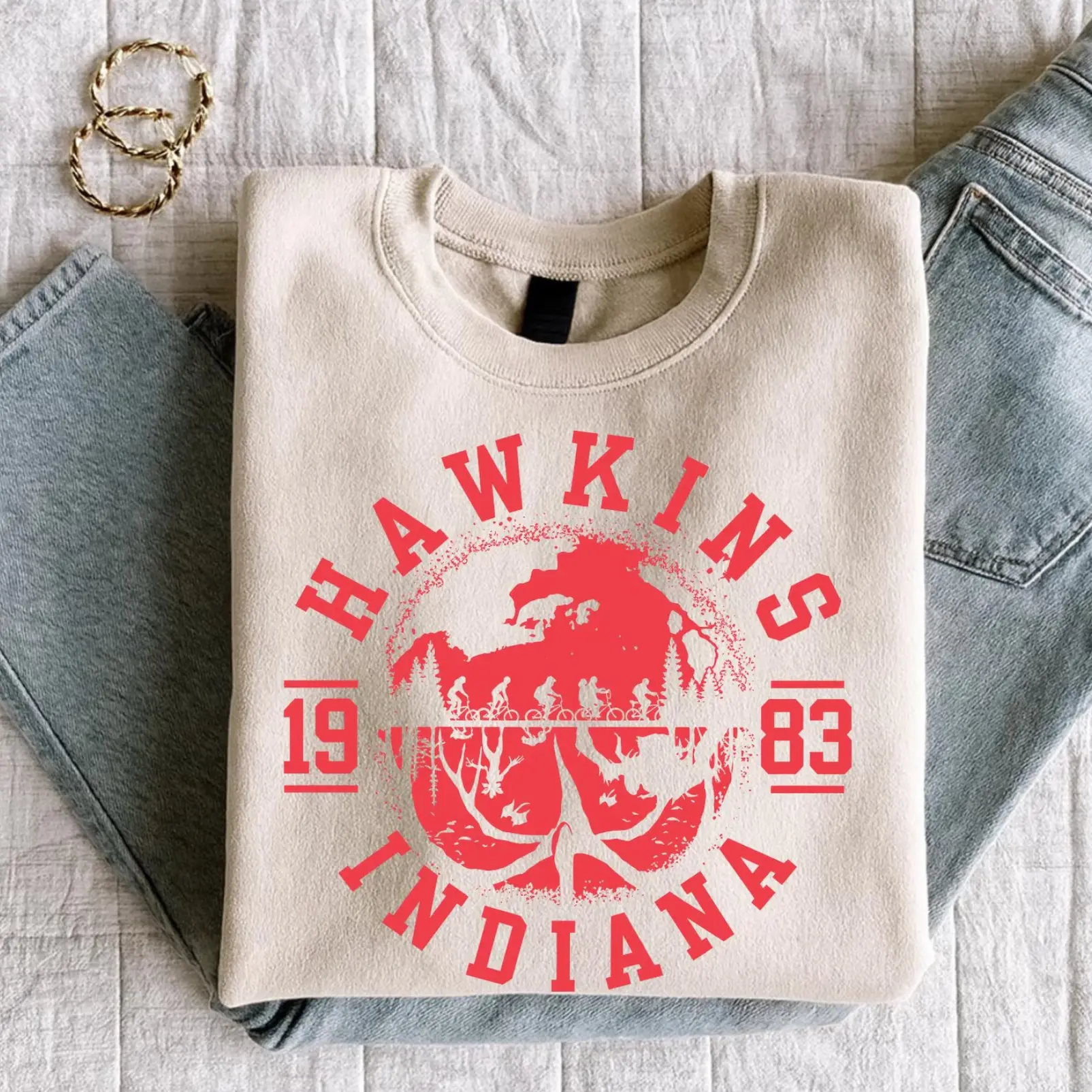 Hawkins 1983 Indiana, Upside Down, Movie Lover Gift, Movie Fan Gift, Retro 80s Sci-Fi Fan Art