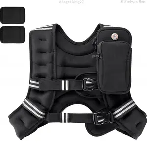 Weighted Vest,6lb/10lb/12lb/16lb/20lb/25lb/30lb Weight Vest with Reflective Stripe, Body Weight Vests Adjustable for Men, Women Workout, Strength Training, Running, Walking, JoggingASageLiving27AB14Veloura Home