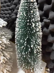 Mini Christmas Tree Decor, Artificial Christmas Tree 5 Sizes,Mini Sisal Snow Frost Trees with Wooden Base for Christmas Decor