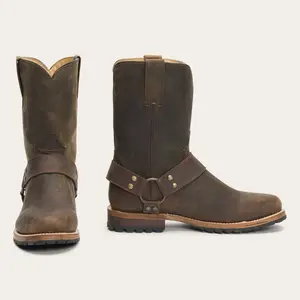 Men's Stetson Puncher Harness Goat Leather Boots Handcrafted Brown