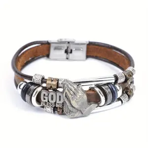 Vintage Multi-Layer Bracelet, Handcrafted, God'S Hand Prayer Bracelet