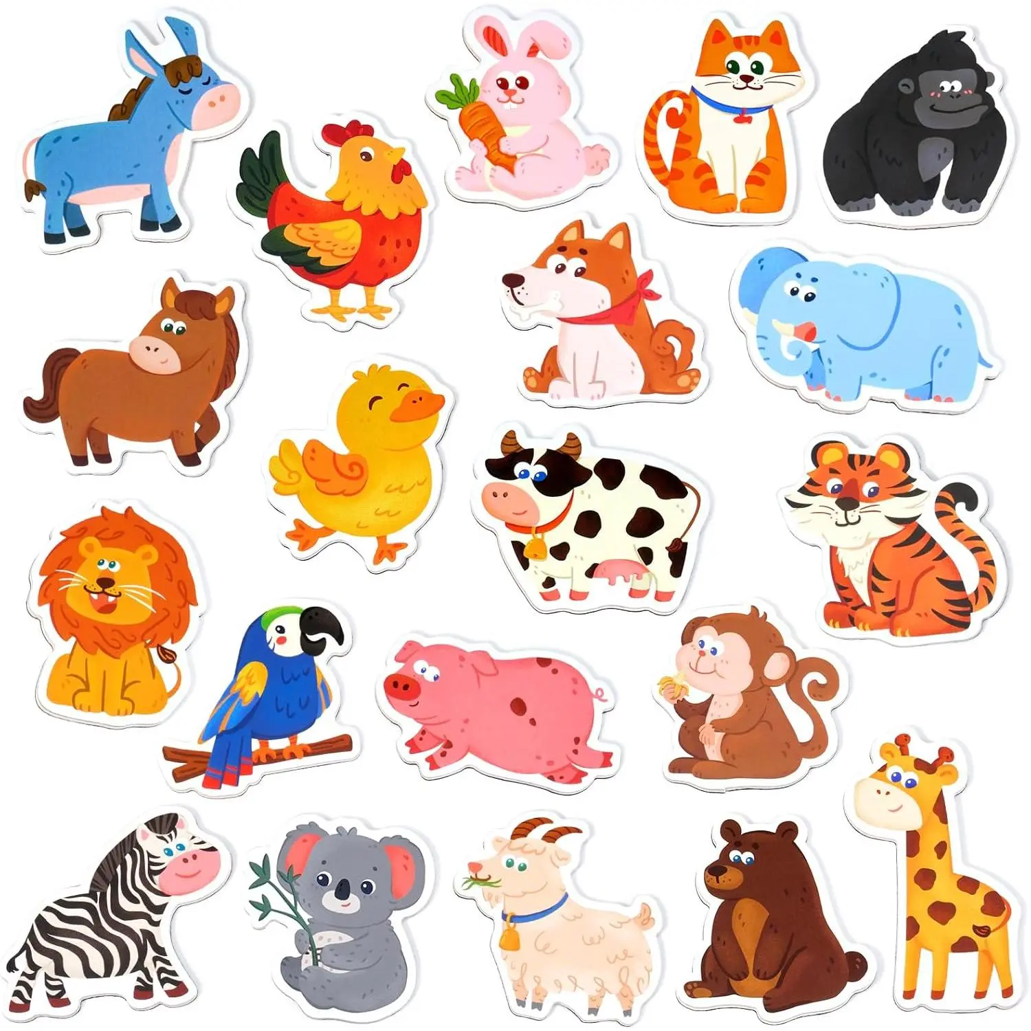 X-RM5 20-Piece Playful Wood & Resin Large Size Refrigerator Magnets Set - Cute Animal Design, Smooth Surface, Full-Back Magnetic, Toddler Educational Learning Gifts for 2-5 Years Old Christmas Home Decor
