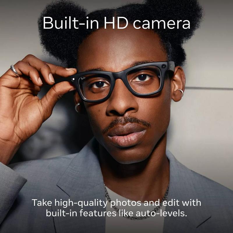 Ray-Ban Meta Wayfarer (Gen 1), Shiny Black / Clear, Large