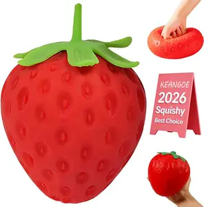 Toymendous Squeeze Strawberry - Extra Large 5" Rare Squishy Stress Ball for Adults & Kids 3+ - Fruity Fidget Toy for Stress Relief & Sensory Play - Safe & Durable Non-Toxic Material