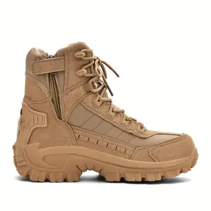 UOSO Men's All-Terrain Hiking Shoes - Heavy-Duty PU & TPR Construction, Zipper Closure, Non-Slip Traction - All-Weather Outdoor Boots for Trekking, Camping, Hunting - Lightweight & Durable Mid-Top Ankle - All-Season Brown/Black/Gray/Grey/Green//Red/B