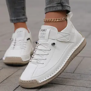 GGOR Men's Hand-Stitched Sneakers Suitable for Daily Wear & Outdoor - Low-Top Elastic Closure Flat Sole Shoes with Upper & Sole, - Comfortable Footwear for Casual, Gym,, and Everyday Use (Solid Color)