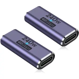 240W USB C Coupler (2 Pack), USB Type C Female to Female Adapter Extender Compatible with Thunderbolt 4/3 Support up to 240W Charging, 40Gbps Data Transfer and 8K@60Hz Video
