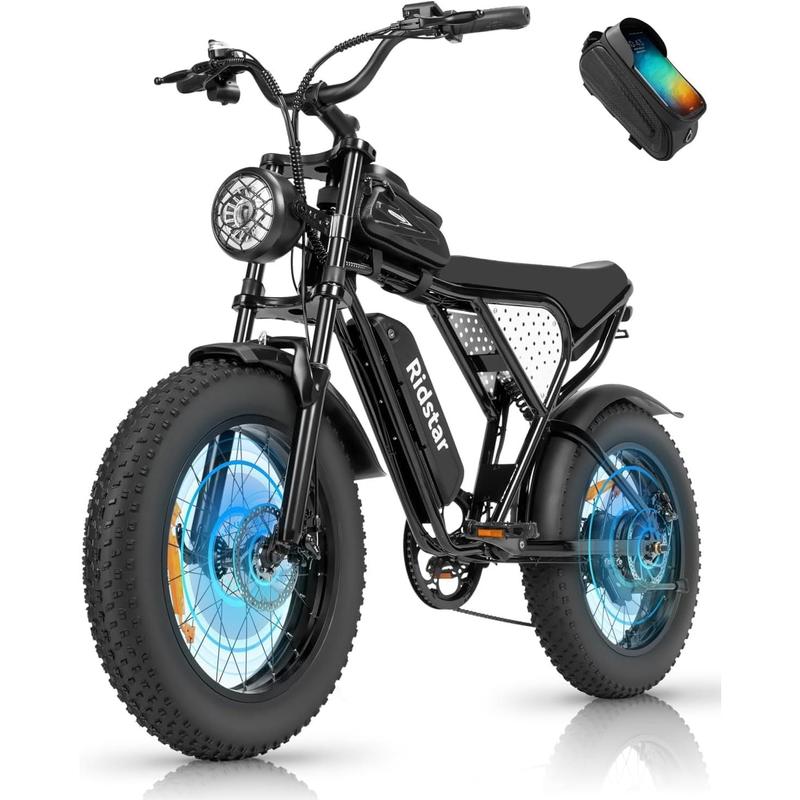 2025 New Electric Bike for Adults Q20, 2000/1500W, 37/30MPH,52V 40AH,48V/20AH E-Bike,30-180 Miles Electric Motorcycle, 20" Fat Tire Dirt Bike, UL2849 All Terrain for Mountains, Snow, Sand, Road