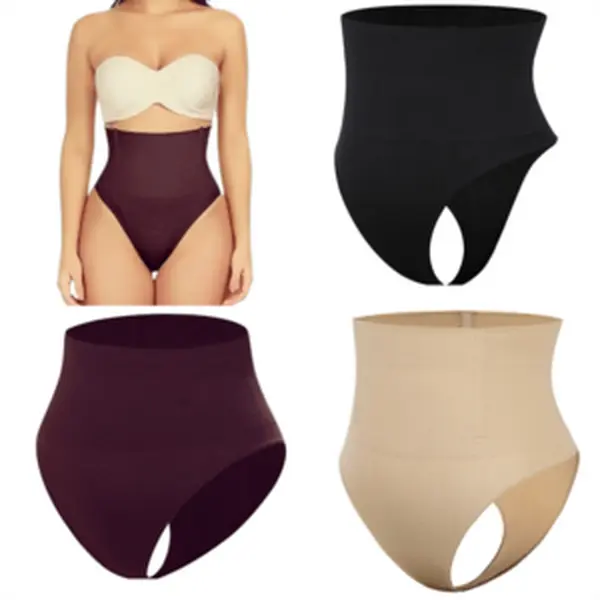 ChrissyK's High Waist Tummy Compression Thong | Panty Shapewear Shaping Knickers Plus Size Shaper Panty Thong Tummy Compression Thong Best Shapers Seamless Thong Waist Snatch Panty Thong Panties Womenswear Underwear