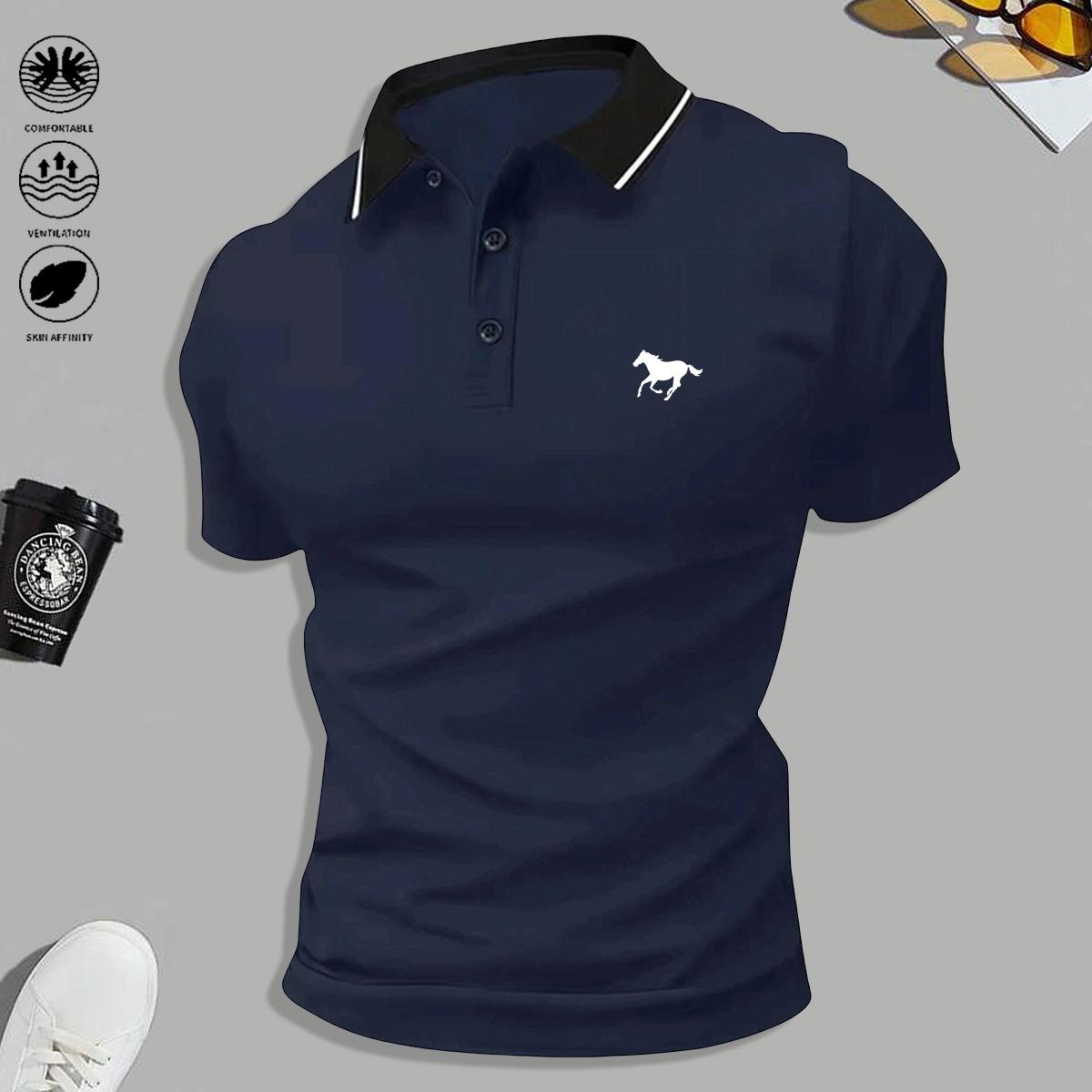 Men’s casual short-sleeve 5-piece set: polo shirt; suitable for outdoor sports, golf, and casual wear; men’s short sleeves, men’s tops, summer clothing, menswear