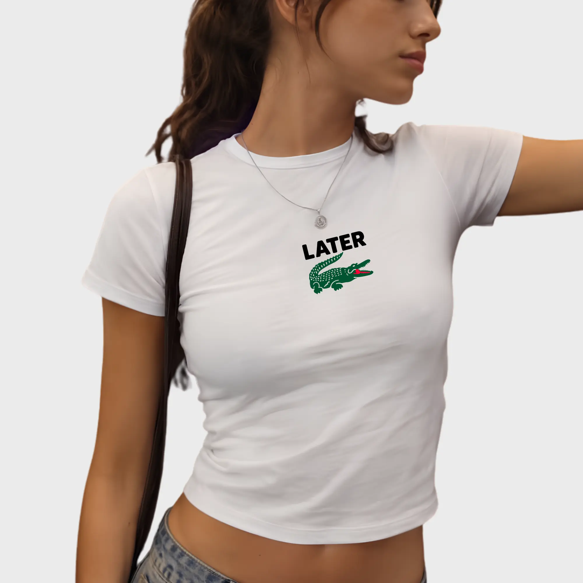Later Gator Baby Tee, Funny Alligator Graphic Tee, Y2K Baby Tee, Aesthetic Shirt, Cute Cropped Graphic Top, Retro 90s Tee, Trendy Gen Z Streetwear, Funny Animal Shirt