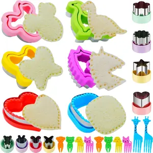 Uncrustable Sandwich, 24Pcs Sandwich and Sealer, Crustless Sandwich Heart Star Unicorn Dino etc, & Bento Box Accessories