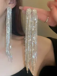 Elegant 925 Silver Stud Earrings with Oval Zirconia Pendants, Sparkling Rhinestone Design, Statement Earrings, Perfect for Women, Party Wear & Daily Use, High Quality Earrings