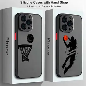 A stylish basketball-themed phone case made of matte transparent TPU material, designed for Apple iPhone 16, 16 Pro Max, 15, 15 Pro, 14, 14 Plus, 13, 12, 11, Pro, Plus Max, and X XS Max series, offering shockproof function,  Gift for friends