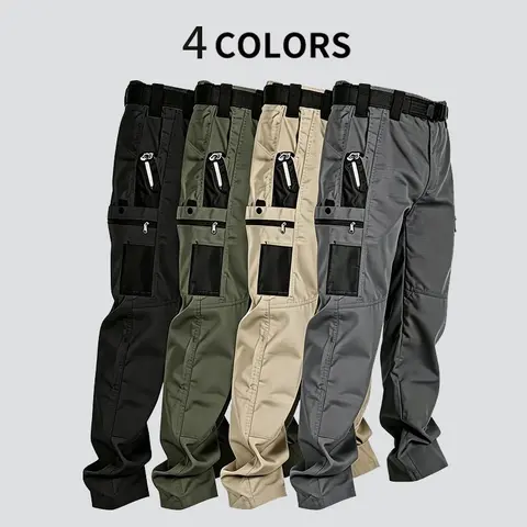 Clean Gent men’s tactical outdoor cargo pants—comfortable, durable, and stylish—with multiple pockets and zip closures; suitable for outdoor sports like hiking, camping, climbing, and work; long pants for all seasons.