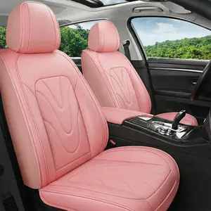 Universal Waterproof 5 Seats Car Seat Covers Full Set Breathable Faux Leather Full Coverage Easy to Clean Install Airbag Compatible Automotive Front Rear Seat Cover Replacement Fits Most Car Models Hyundai Nissan Ford Kia BMW Audi Vw Toyota Honda Mazda