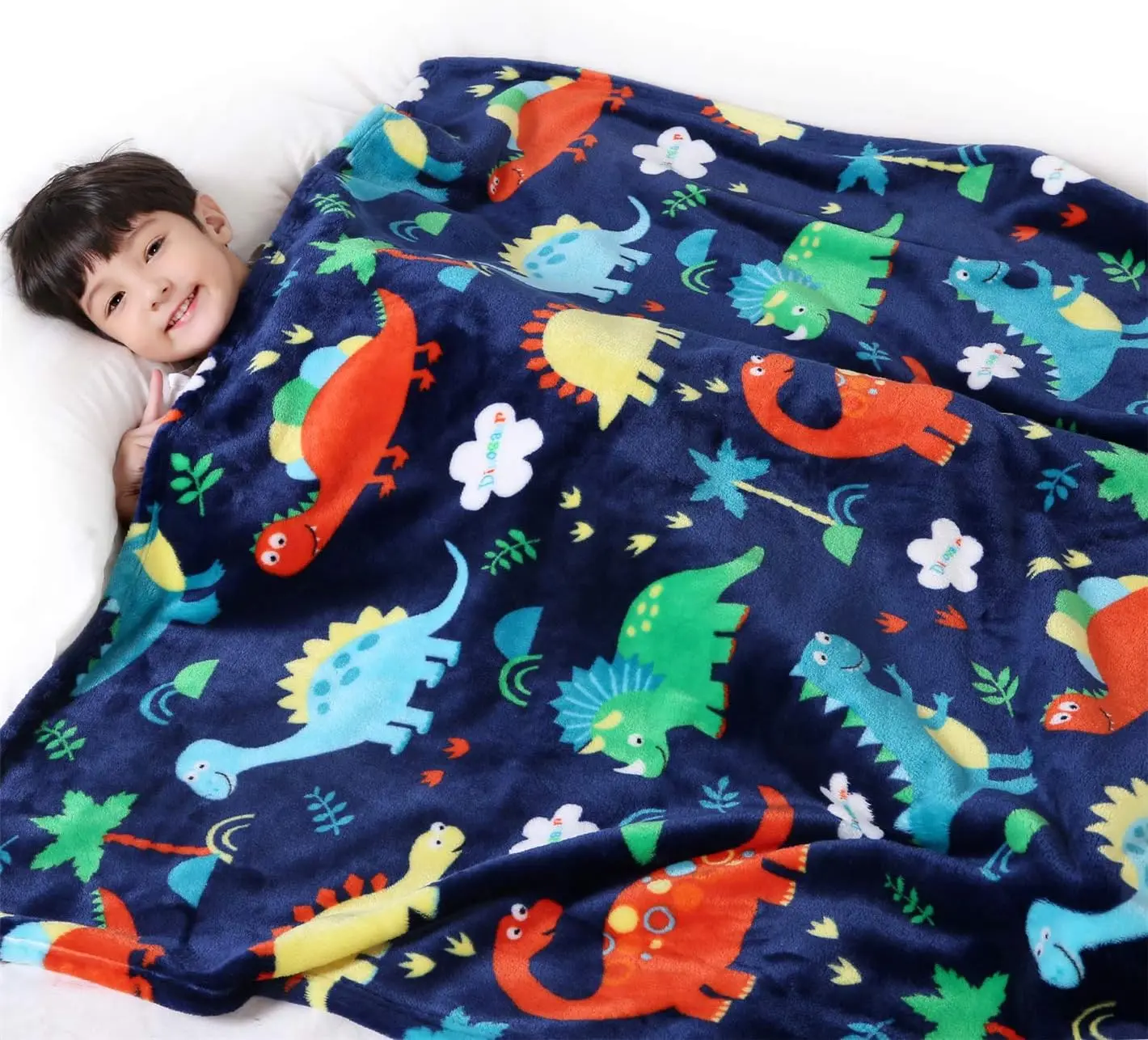 DUJO Easter Blankets for Boys and Girls: Plush Thickened Dinosaur Blankets Easter Gifts for Children from Parents Easter Gifts for Children from Grandparents Dinosaur and Car Patterned Blankets
