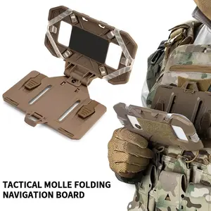 Tactical MOLLE Folding Navigation Board - Nylon TPE Silicone Stand for Smartphones, Universal Chest Phone Carrier Mount, Green Color, Compatible with 4x Foldable 3 Molle Tactical Equipment Holder