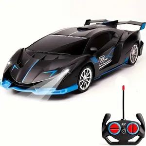 1:18 Scale Realistic RC Racing Car ，kids remote toy- 2.4GHz Remote Control , Electric Sports Car Toy for Kids(Black Blue)