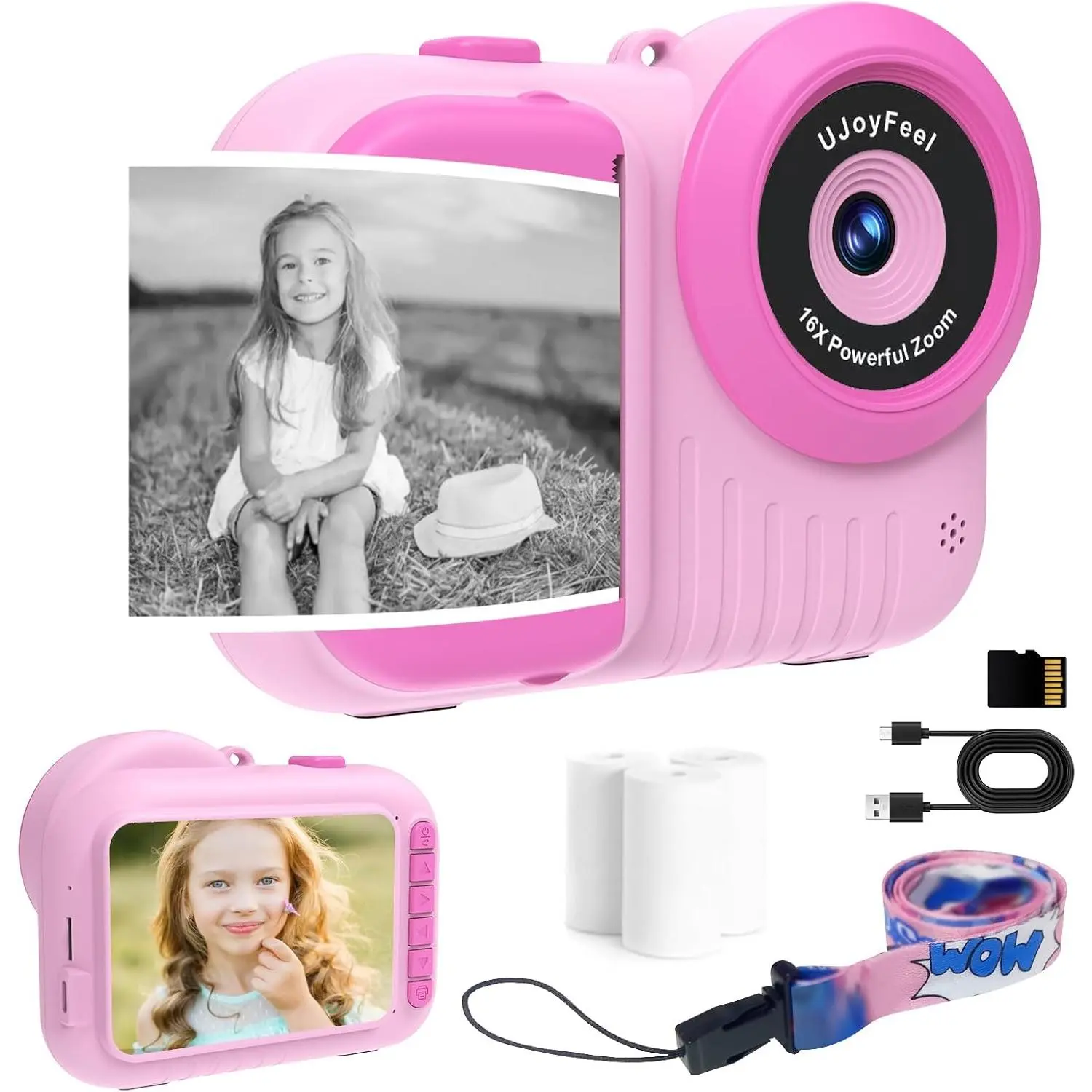 Camera Instant Print Camera for ,  Camera That Print Photo, Instant Digital Camera for  Printing Camera 3.5IN Screen, Portable  Camera Print Picture 3 12 Year  (Roser