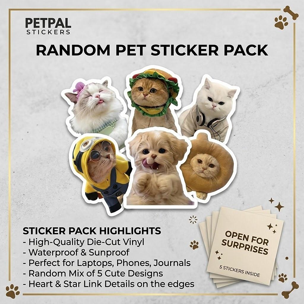 Random Sticker Pack 5pcs Surprise Stickers Set Cute Aesthetic Vinyl Stickers for Phone Laptop Water Bottle DIY Gift