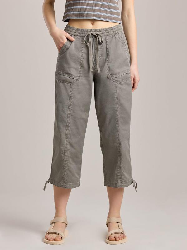 UNIONBAY Women's Cherianne Solid Cropped Leg Pants - Casual Fit, Elastic Cotton-Spandex Fabric, Drawstring, Pockets, Everyday Wear