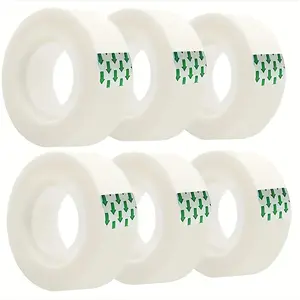 6 Rolls Premium Transparent Tape, High Transparency, Soft Adhesive, Self Adhesive Strip for Gift Wrapping and Office Use, Perfect for Handmade and Home Projects