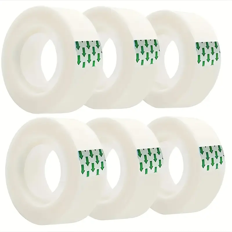 6 Rolls Premium Transparent Tape, High Transparency, Soft Adhesive, Self Adhesive Tape Strips for Gift Wrapping and Office Use, Perfect for Handmade and Home Projects
