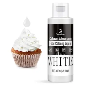 White Food Coloring Liquid - Vibrant Liquid Icing Food Coloring Set for Baking, Cake Decorating, Easter Egg, Airbrush - Tasteless Food Dye for Fondant, Slime, DIY Crafts - 5.5 Fl.oz / 160ml Each
