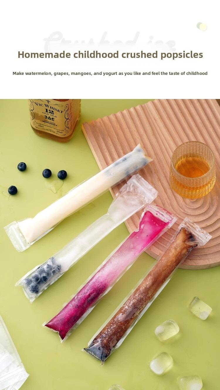 100 PCS Food-grade disposable popsicle bags, fruit jelly bags, ice cream, popsicle sticks, long strips, homemade ice pop bags