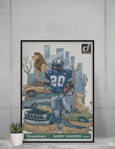 Donruss Barry Sanders 2021 Downtown 12x17 Poster Detroit Lions