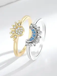 Adjustable Sun & Moon Design Ring Set, Adjustable Rings, New Style Fashion Jewelry for Party, Daily Clothing Decor, Trendy gift for your girlfriend