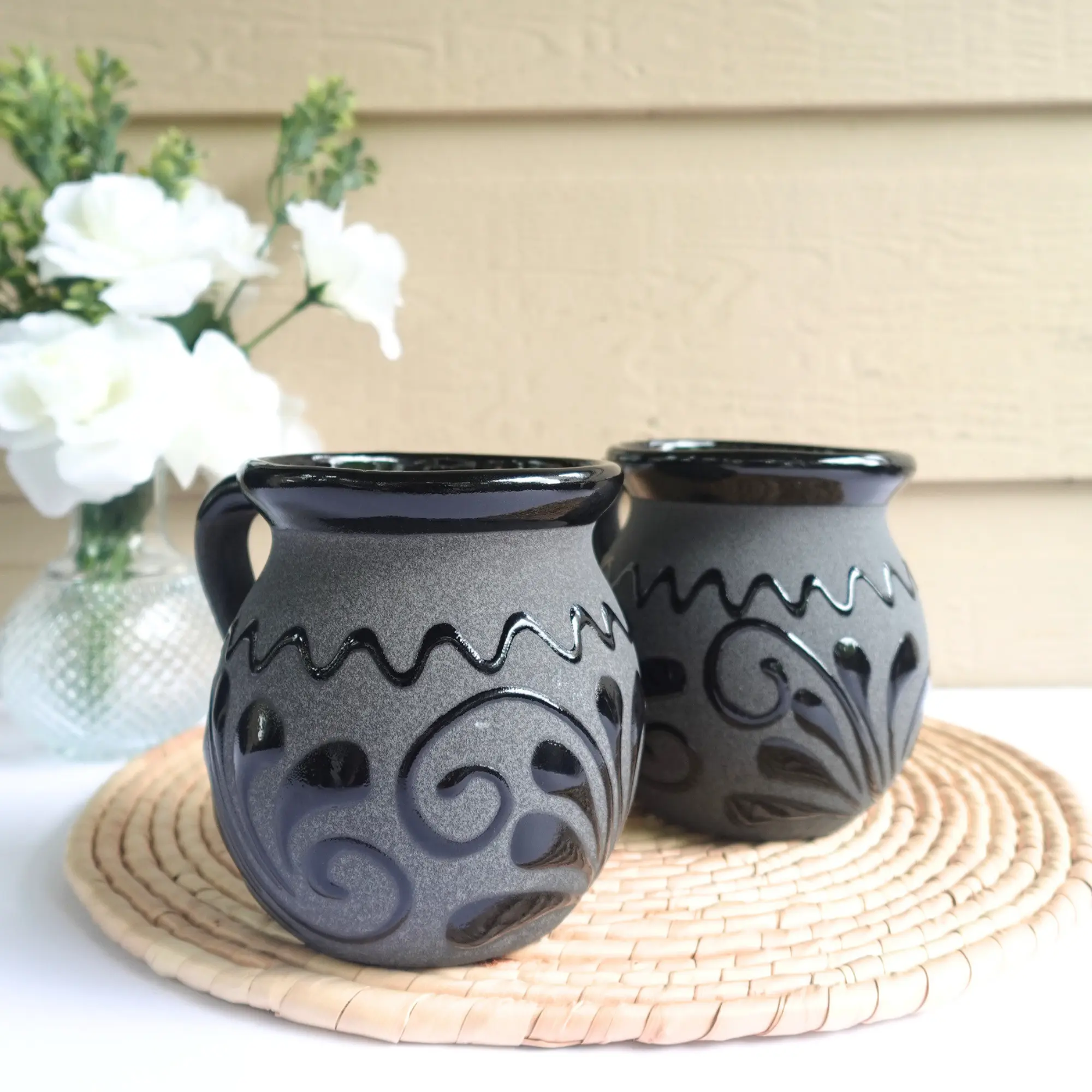 Handmade Mexican Black Clay Mug