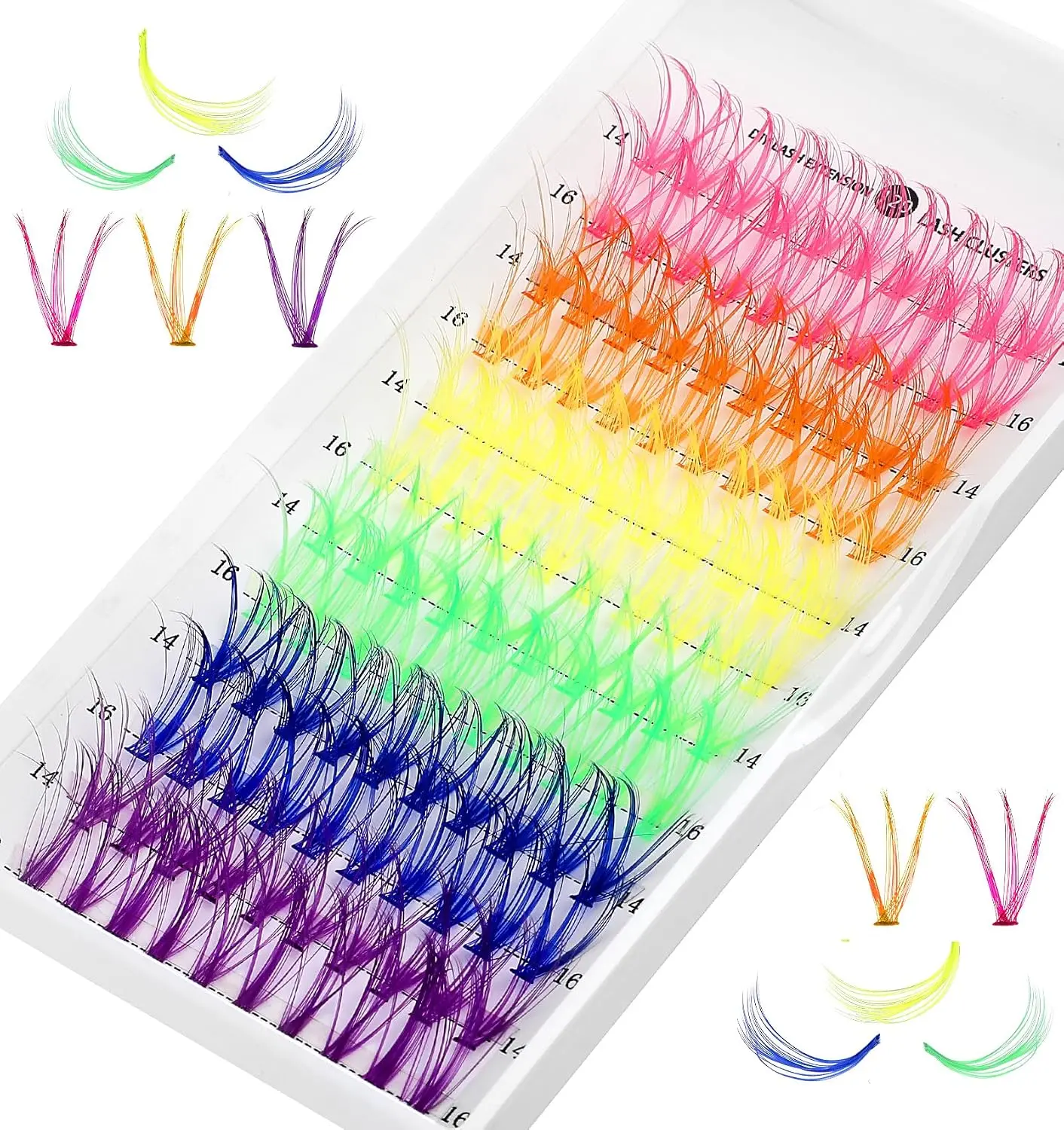 120 Pcs Colored Lash Clusters DIY Eyelash Extensions Multi Colored Individual Cluster Lashes 14/16mm Wispy False Eyelashes for Women & Girls Easy At Home Makeup & Beauty