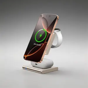 Qi2 Certified 4 in 1 Magnetic Wireless Charger 15W Fast Charging Foldable Portable Magsafe Charger Stand for iPhone Apple Watch AirPods