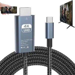 HDMI Adapter USB Type C MHL Cable Braided 4K HD Video Converter HDTV Cord for Mirroring to Projector Monitor TV Compatible HP Laptop MacBook LG Samsung Note 22 Plus Galaxy S9 S20 S22 S21 Android Phone  springtok