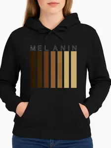 Melanin Hoodie Black Color Gradient Skin Tone Design For Everyday Wear Personalized Unisex Women Winter Cozy Fleece Hooded Sweatshirt Long Sleeve Suitable For All Outfits Made In Usa