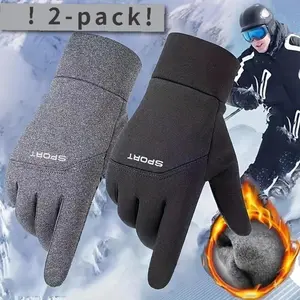2-Pack Touchscreen Gloves - Windproof Waterproof Warm Fleece Lined Unisex Outdoor Sports Cycling Driving Gloves