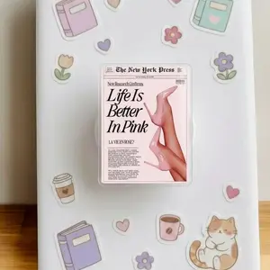 Aesthetic Newspaper Phone Grip | Life Is Better In Pink Cute Phone Stand Holder
